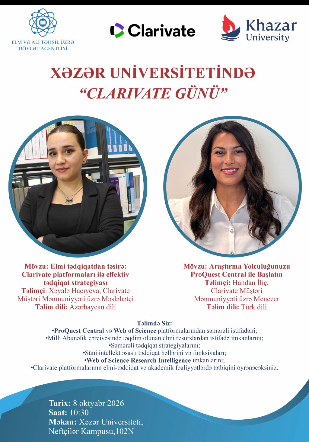 Xəzər Universitetində “Clarivate Günləri” çərçivəsində təlim keçiriləcək